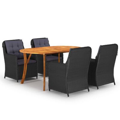 vidaXL Juego de comedor para jardín 5 piezas negro