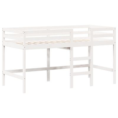 vidaXL Cama alta escalera y techo madera maciza pino blanca 80x200 cm