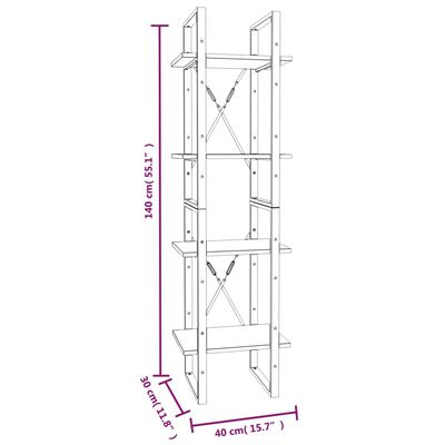 vidaXL Estantería 4 niveles madera gris Sonoma 40x30x140 cm