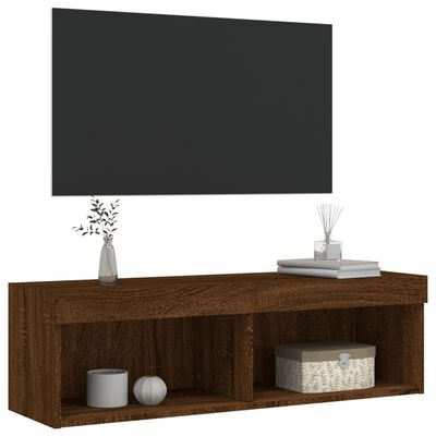 vidaXL Mueble para TV con luces LED roble marrón 100x30x30 cm