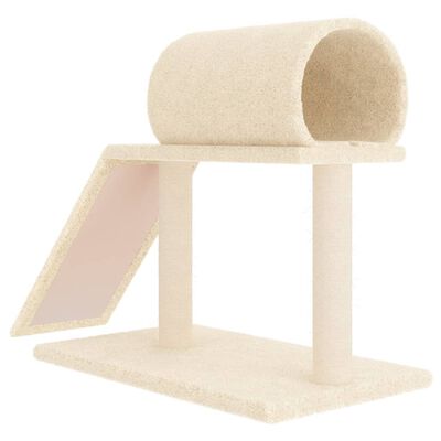 vidaXL Rascador para gatos con túnel y escalera color crema 55,5 cm