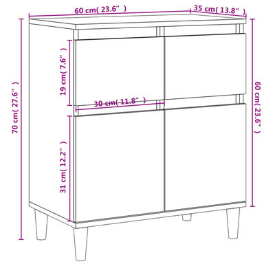 vidaXL Aparador de madera contrachapada gris Sonoma 60x35x70 cm