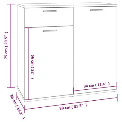 vidaXL Aparador madera contrachapada roble ahumado 80x36x75 cm