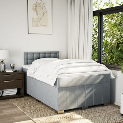 vidaXL Cama box spring con colchón tela gris claro 120x200 cm