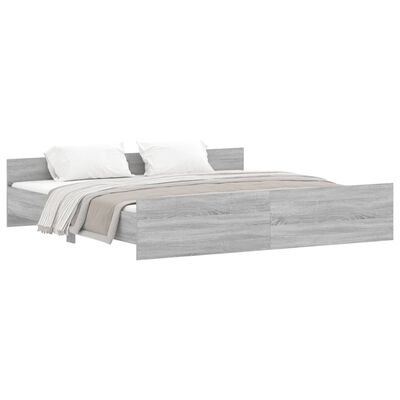 vidaXL Estructura de cama con cabecero piecero gris Sonoma 200x200 cm