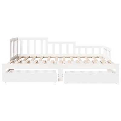 vidaXL Sofá cama nido con cajones madera maciza pino blanca 80x200 cm