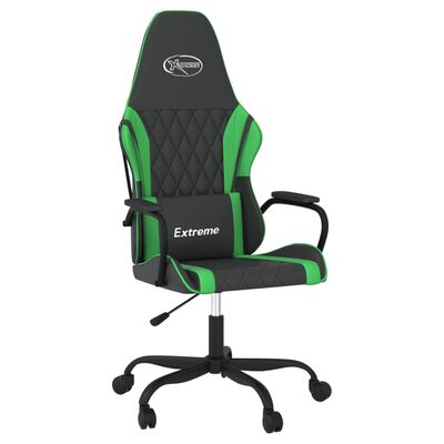 vidaXL Silla gaming de masaje cuero sintético negro y verde