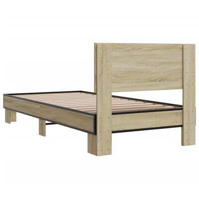 vidaXL Estructura cama madera ingeniería metal roble Sonoma 100x200 cm