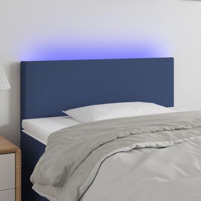 vidaXL Cabecero con LED de tela azul 100x5x78/88 cm