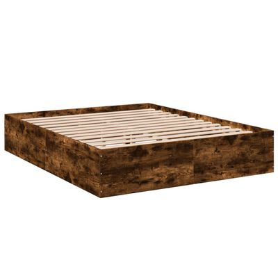 vidaXL Estructura de cama madera de ingeniería roble ahumado 150x200cm