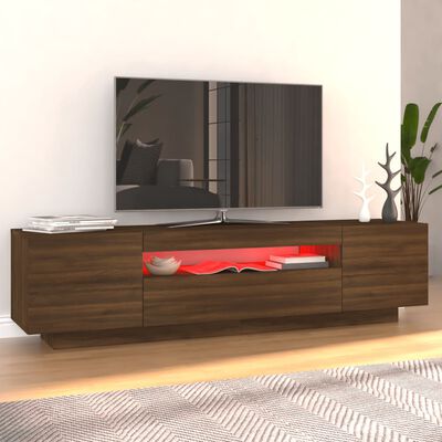 vidaXL Mueble de TV con luces LED marrón roble 160x35x40 cm