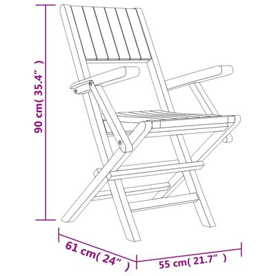 vidaXL Sillas de jardín plegables 6 uds madera maciza teca 55x61x90 cm