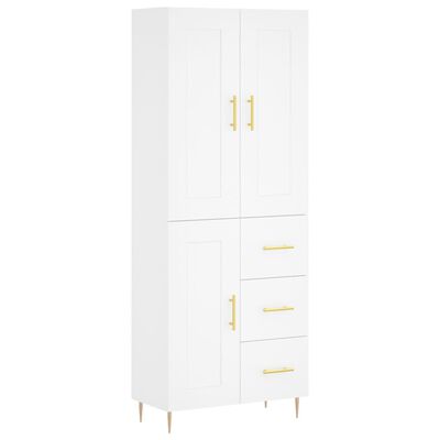 vidaXL Aparador alto madera contrachapada blanco 69,5x34x180 cm