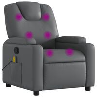 vidaXL Sillón de masaje reclinable cuero sintético gris