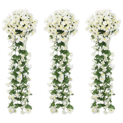 vidaXL Guirnaldas de flores de Navidad 3 uds blanco 85 cm