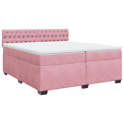 vidaXL Cama box spring con colchón terciopelo rosa 200x200 cm