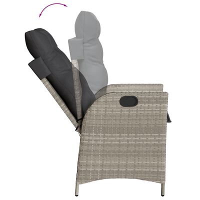 vidaXL Set comedor de jardín 9 pzas cojines ratán sintético gris claro