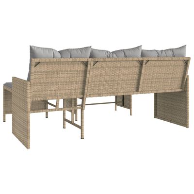 vidaXL Sofá de jardín en forma de L con mesa y cojines ratán PE beige