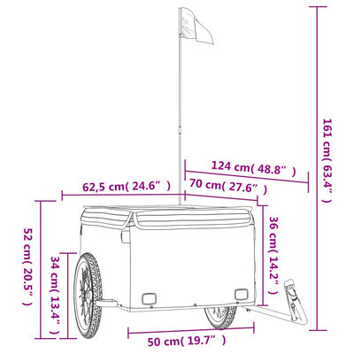 vidaXL Remolque para bicicleta hierro negro 45 kg