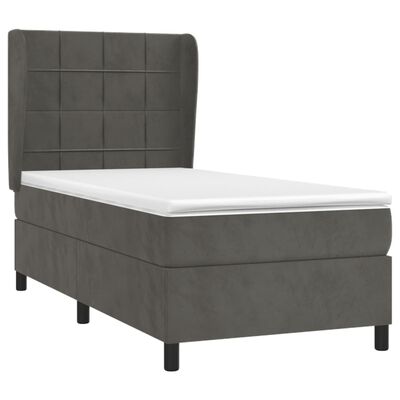 vidaXL Cama box spring con colchón terciopelo gris oscuro 90x190 cm