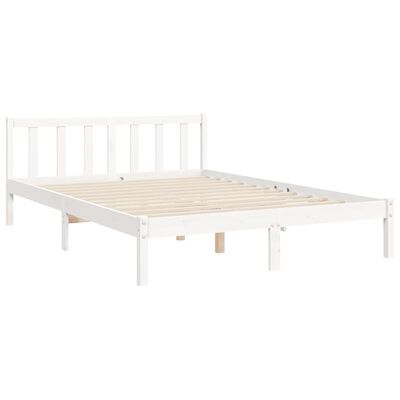 vidaXL Estructura de cama con cabecero madera maciza blanco 140x190 cm