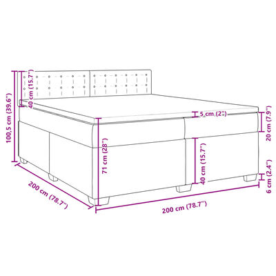 vidaXL Cama box spring con colchón tela gris taupe 200x200 cm