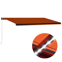 vidaXL Toldo manual retráctil con luz LED naranja y marrón 600x300 cm