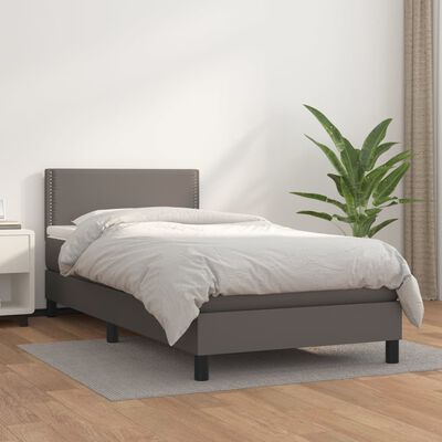 vidaXL Cama box spring con colchón cuero sintético gris 80x200 cm