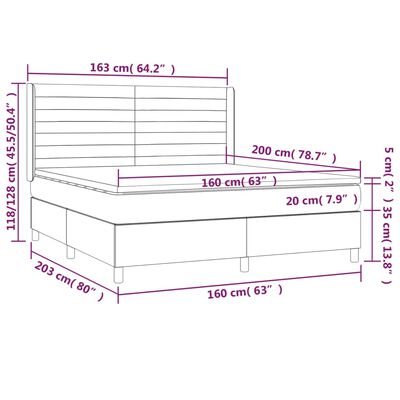 vidaXL Cama box spring con colchón tela gris claro 160x200 cm