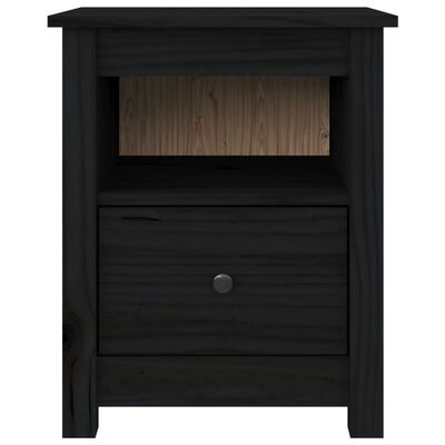 vidaXL Mesita de noche madera maciza de pino negra 40x35x49 cm