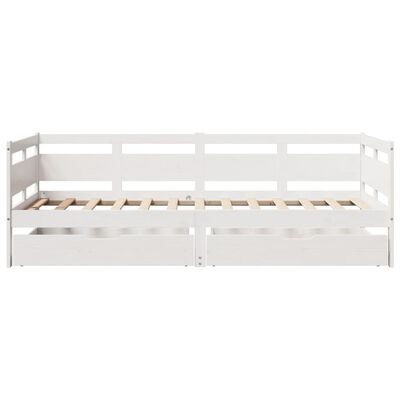 vidaXL Sofá cama con cajones madera maciza de pino blanca 80x200 cm