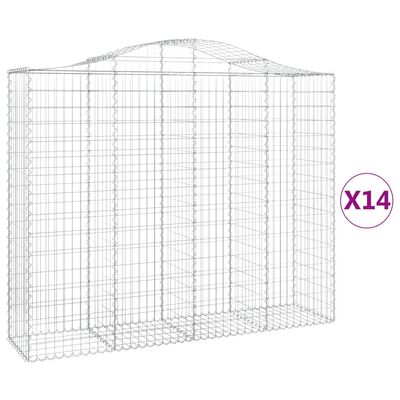 vidaXL Cestas gaviones 14 uds forma de arco hierro 200x50x160/180 cm