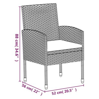 vidaXL Set de muebles jardín 5 pzas con cojines ratán sintético negro