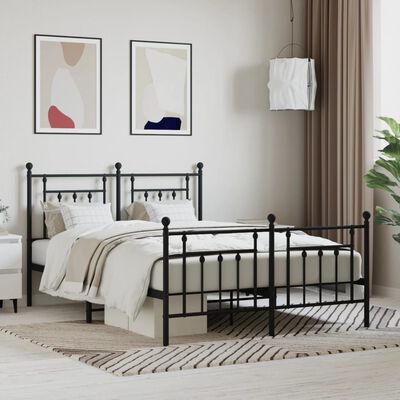 vidaXL Estructura cama sin colchón con estribo metal negro 140x190 cm