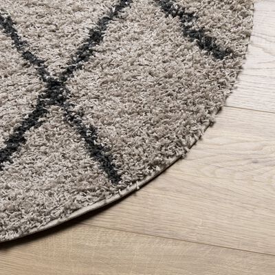 vidaXL Alfombra de pelo largo moderna PAMPLONA beige antracita Ø120 cm