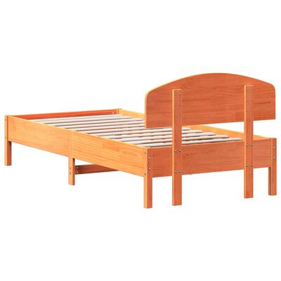 vidaXL Cama sin colchón madera maciza de pino marrón cera 100x200 cm