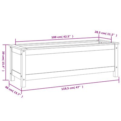 vidaXL Arriate elevado de jardín madera maciza pino gris 119,5x40x39cm