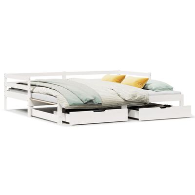 vidaXL Sofá cama nido con cajones madera maciza pino blanca 90x190 cm