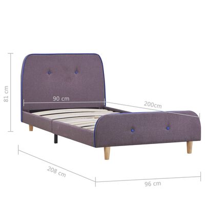 vidaXL Estructura de cama sin colchón tela taupe 90x200 cm