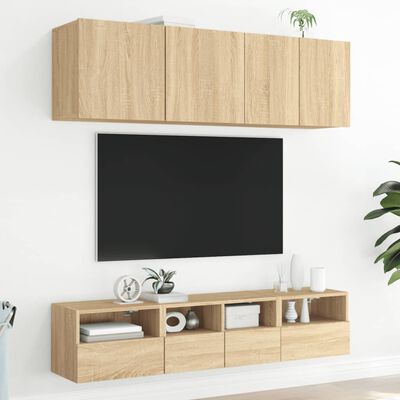 vidaXL Muebles de TV de pared 5 pzas madera de ingeniería roble Sonoma