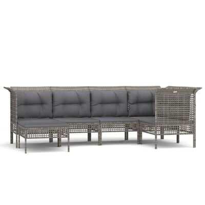 vidaXL Set de muebles de jardín 6 pzas y cojines ratán sintético gris