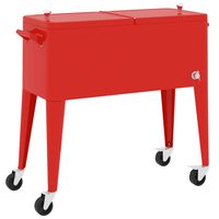 vidaXL Carrito nevera con ruedas rojo 92x43x89 cm