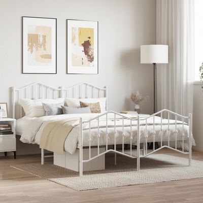 vidaXL Estructura cama sin colchón con estribo metal blanco 135x190 cm