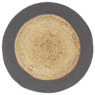 vidaXL Mantel individual redondo 6 uds yute algodón natural gris 38cm