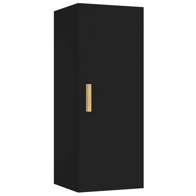 vidaXL Armario de pared madera de ingeniería negro 34,5x34x90 cm