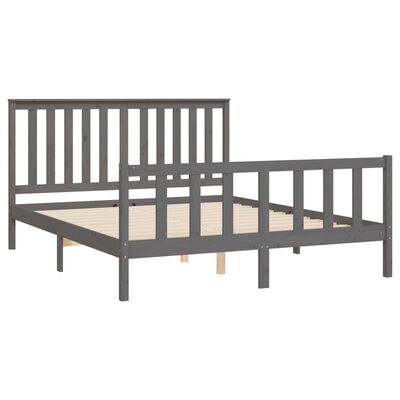 vidaXL Estructura de cama con cabecero madera de pino gris 150x200cm