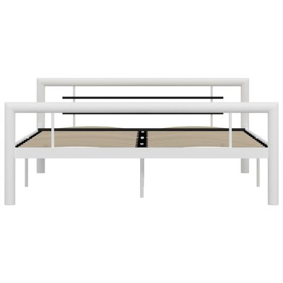 vidaXL Estructura de cama sin colchón metal blanco y negro 160x200 cm