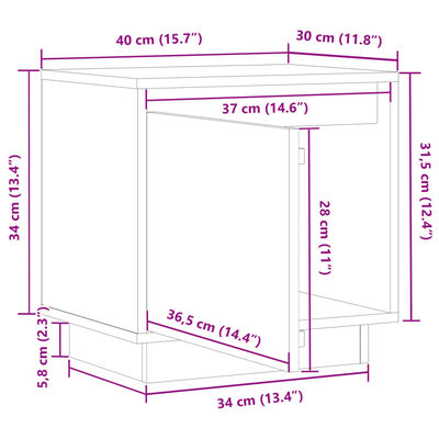 vidaXL Mesitas de noche 2 uds madera maciza de pino negro 40x30x40 cm