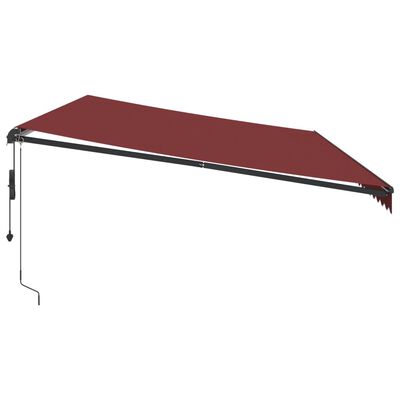 vidaXL Toldo retráctil automático con luces LED burdeos 600x350 cm