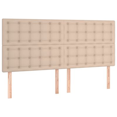 vidaXL Cama box spring con colchón cuero sintético capuchino 180x200cm